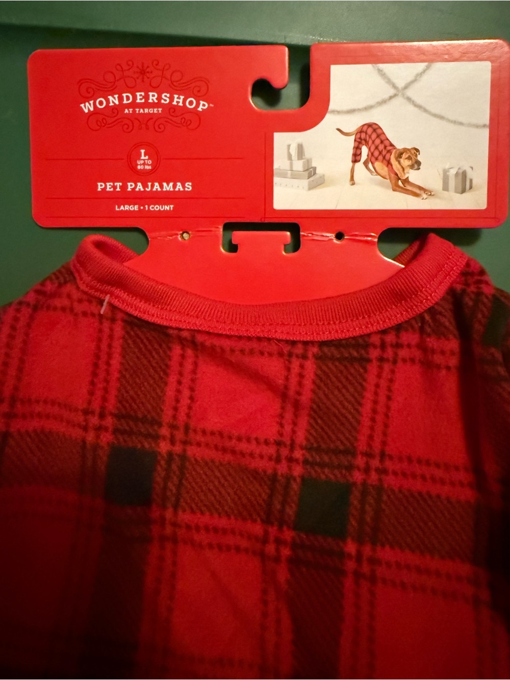 WONDERSHOP Red Plaid Dog Pajama onesie